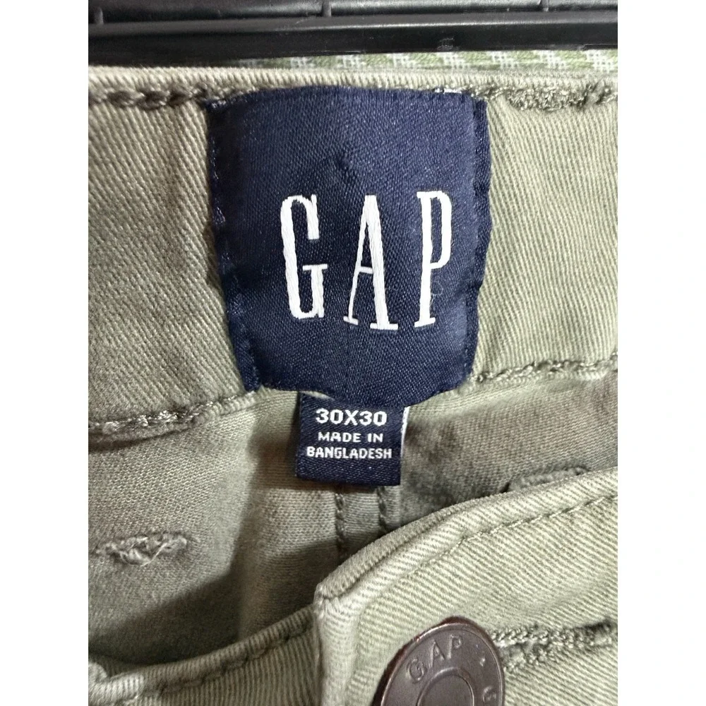 GAP Men's Slim Fit Jeans Green Denim Cotton Mid Rise Light Wash 5-Pocket
